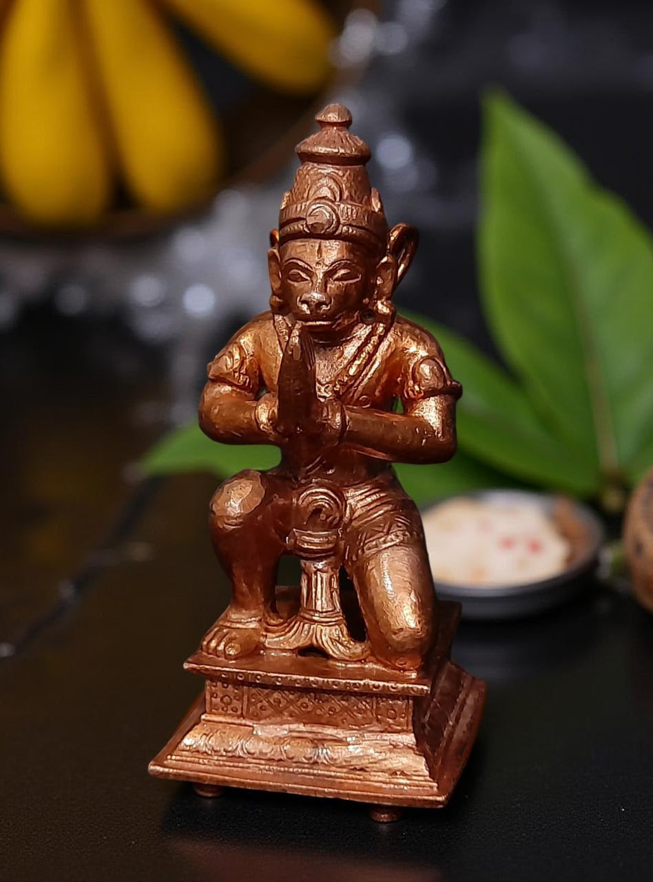 Sacred Handmade Copper Hanuman Idol, 4.3 Inches, 550 Grams, Pack of 1 Piece