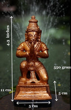 Sacred Handmade Copper Hanuman Idol, 4.3 Inches, 550 Grams, Pack of 1 Piece