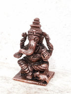 Brownish-Orange Copper Idols, 1.6 Inches, Handmade Ganesh, 48G, Patina Antique Finish, Pack Of 1 Piece