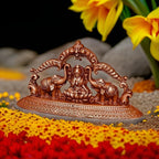 Brownish-Orange Copper Idols India, 1.3 Inches, Handmade Mahalakshmi Idols With Paired Elephants, 55G, Patina Antique Finish, Pack Of 1 Piece