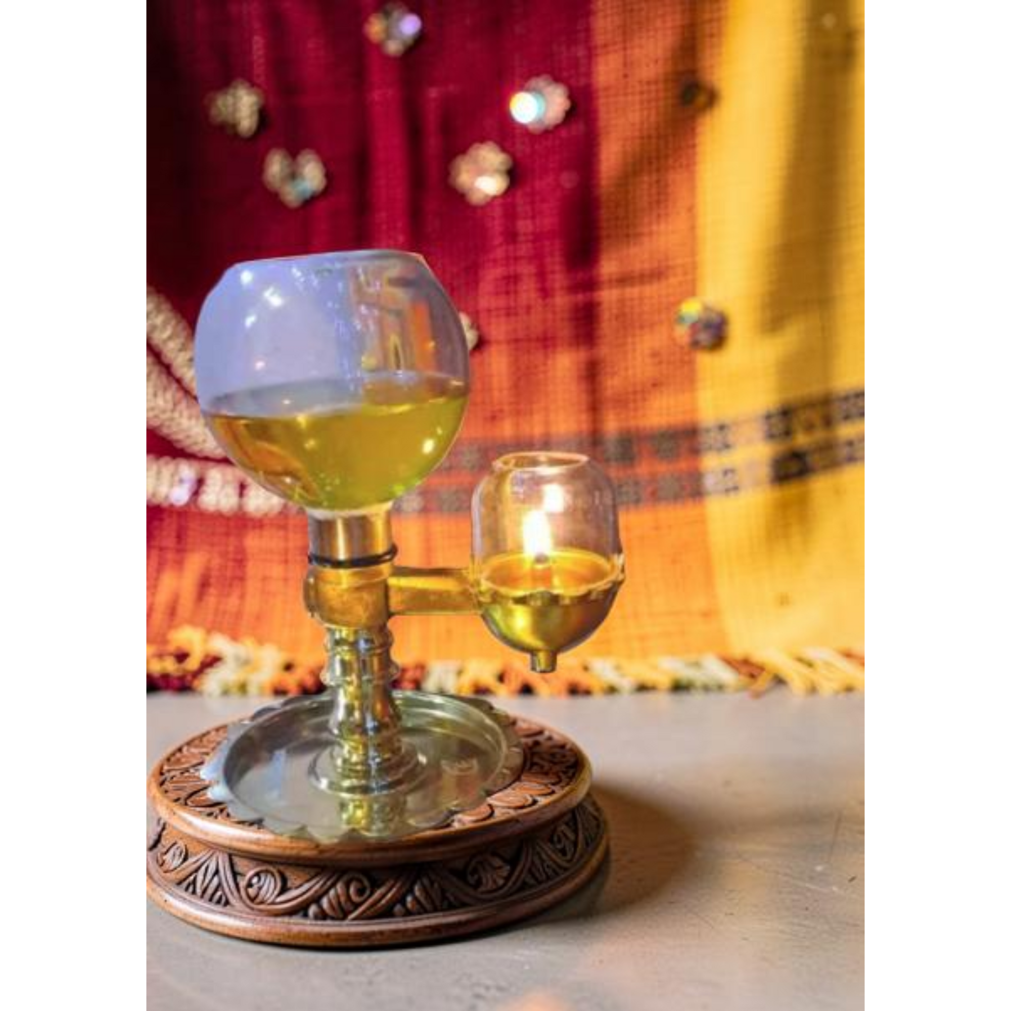 Akhand Deep Akhand Diya For Navratri Oil Model 150 ml. Glass Oil Container - No Wick Lifting