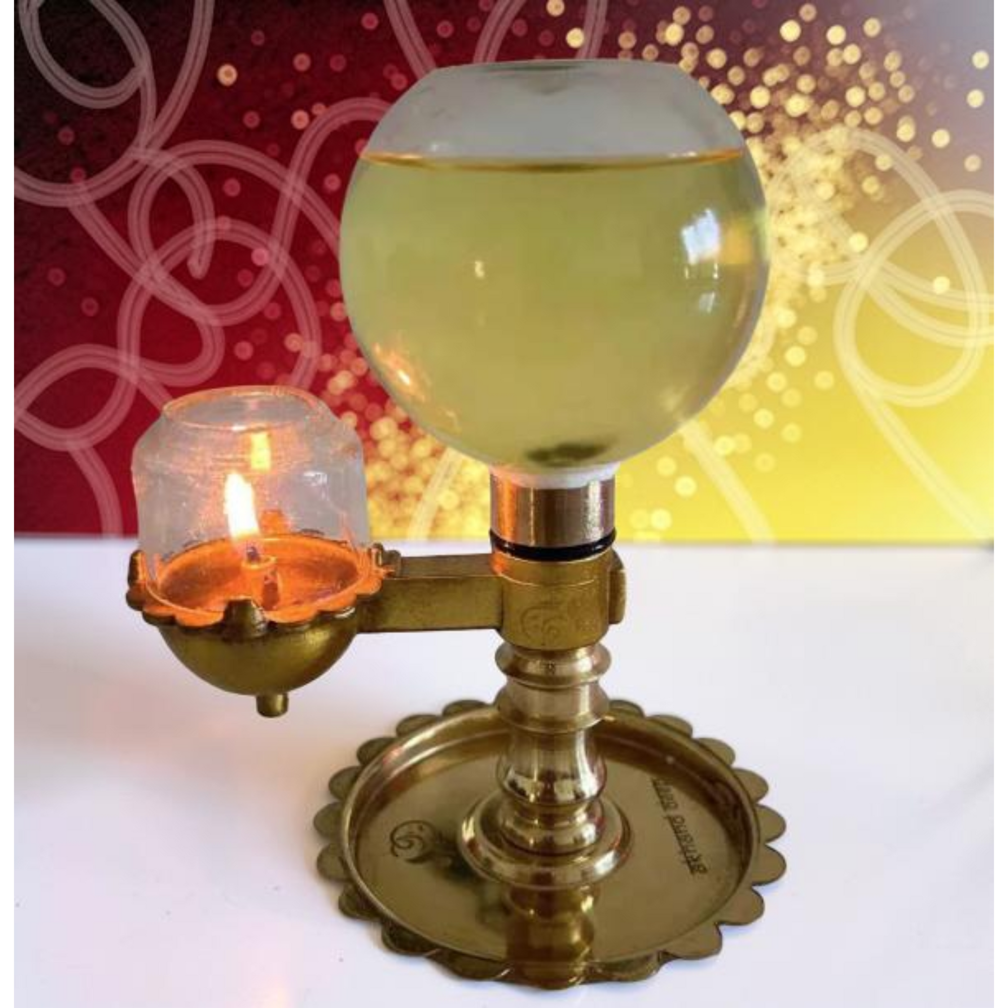 Akhand Deep Akhand Diya For Navratri Oil Model 150 ml. Glass Oil Container - No Wick Lifting