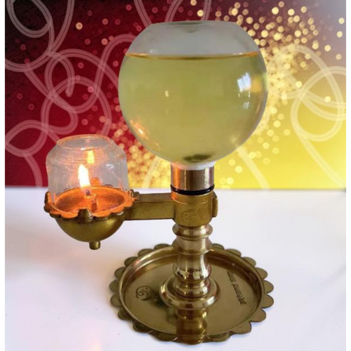Akhand Deep Akhand Diya For Navratri Oil Model 150 ml. Glass Oil Container - No Wick Lifting