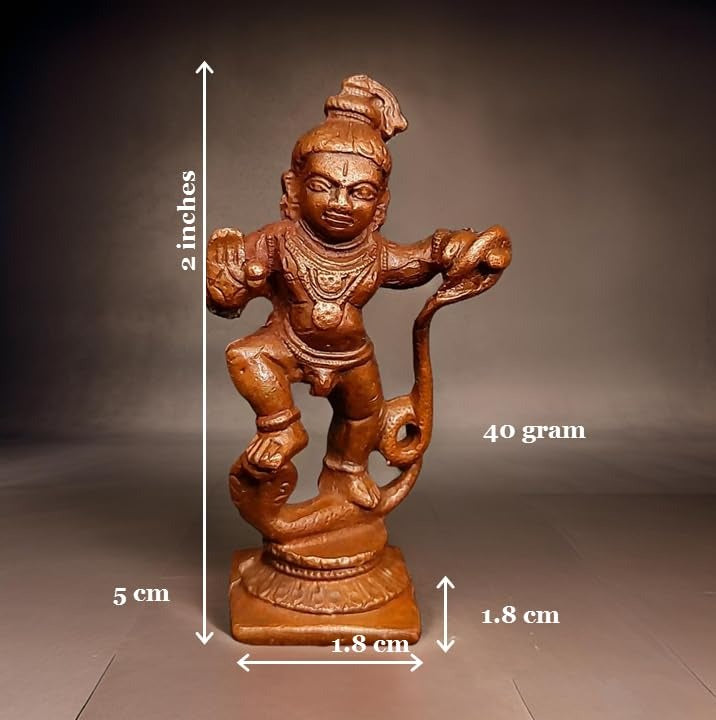 Copper Idols India, Handmade Kalinganarthana Krishna 2 Inches, 40 Gm, Pack Of 1 Piece