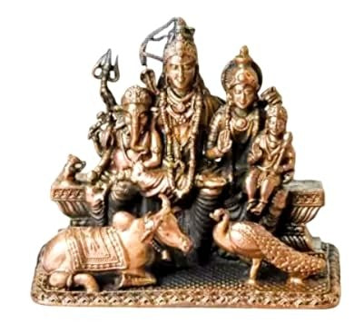 Brown Copper Idols Of God Shiva Parivar, 2.5 Inch, 350G, Handmade Idols, Pack Of 1 Piece