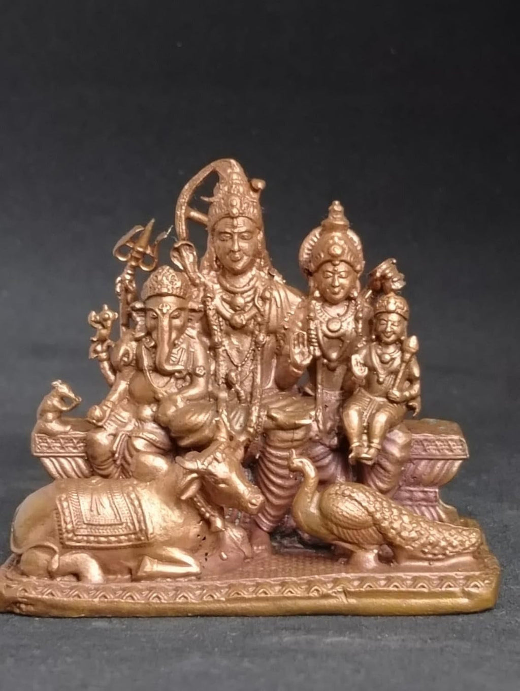Brown Copper Idols Of God Shiva Parivar, 2.5 Inch, 350G, Handmade Idols, Pack Of 1 Piece