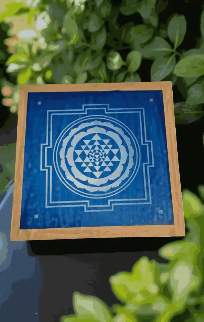 Unikraf Rangoli Sri Chakra Stencil Wooden 10x10 Inches Pack of 1 piece