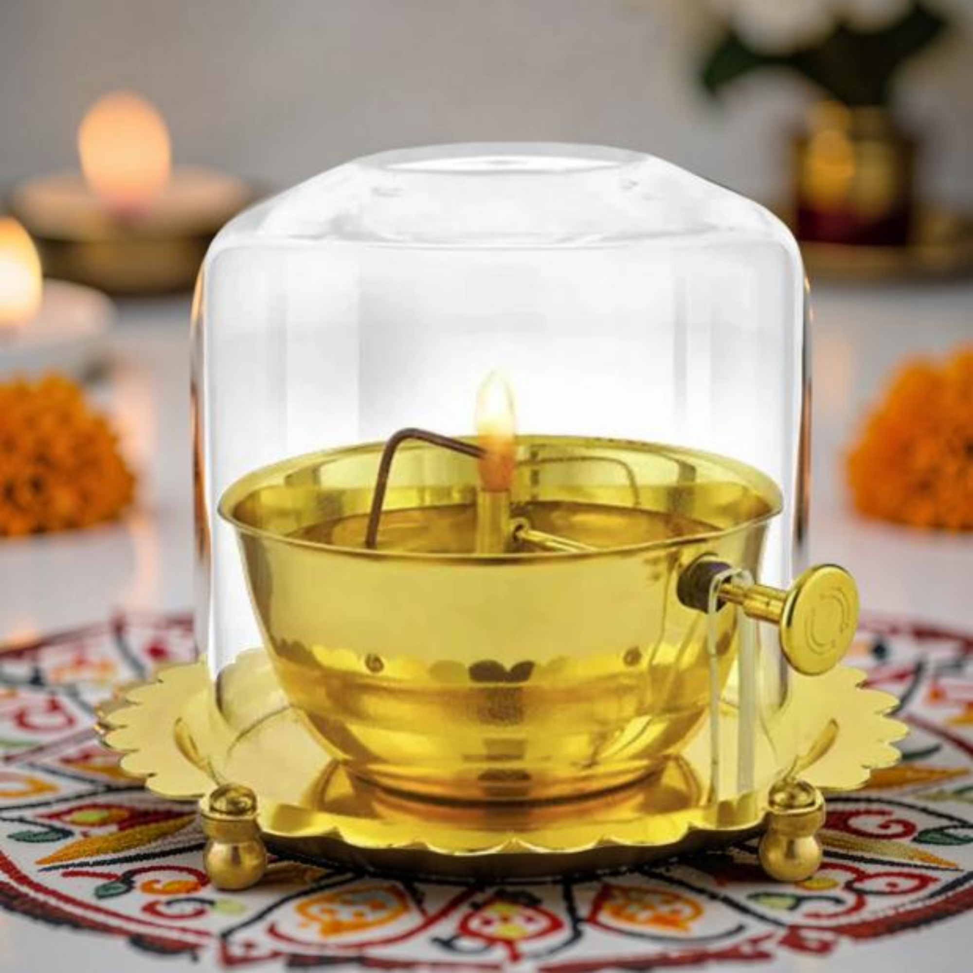 Super Premium Brass Akhand Jyot Diya With Screw Lever _ Ghee as well as Oil.