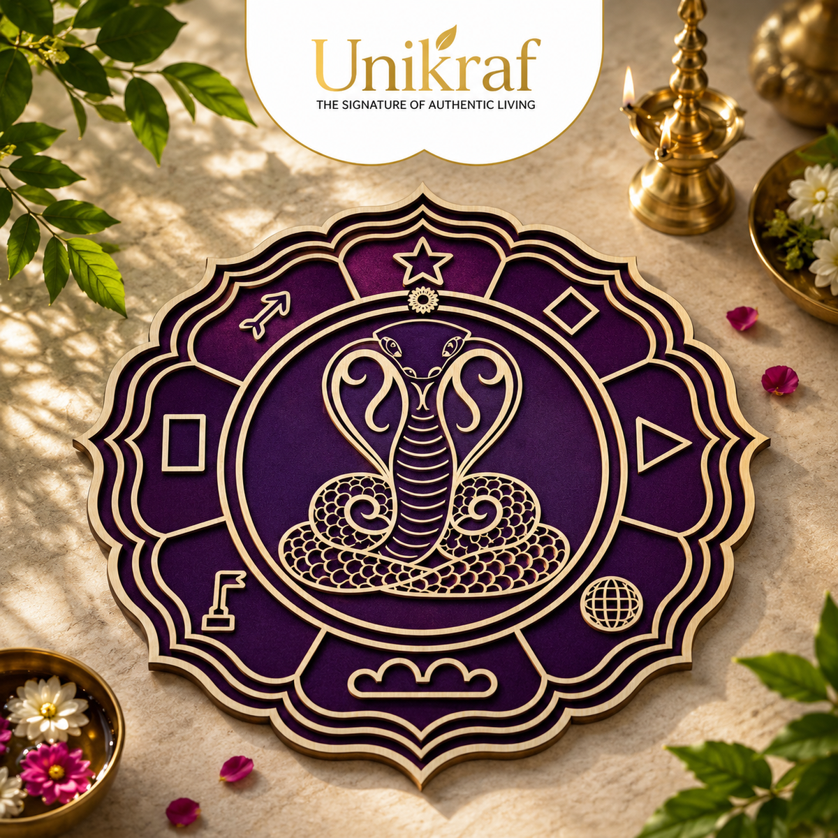 Naga Yantra rangoli Model 5  wooden Stencil - Symbol of Protection and Cosmic Energy
