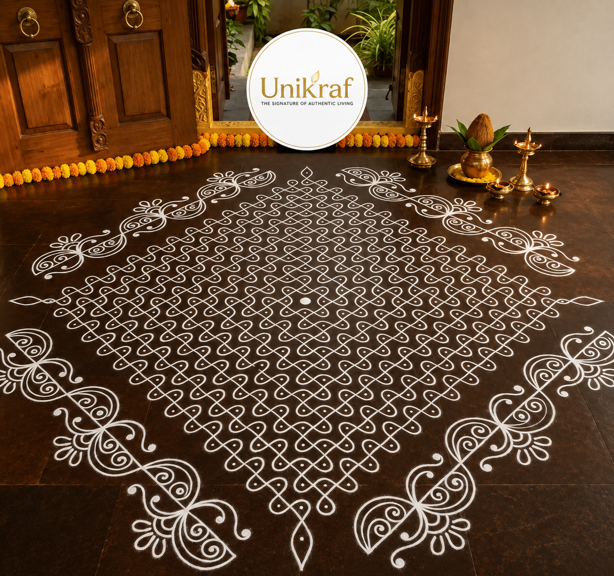 Biggest Diamond Pulli Kolam Stencil : 40 Inch:WJ4006 : Unikraf Yantra