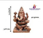 Brownish-Orange Copper Idols, 3.8 Cm, Handmade Little Ganesh 40Grams, Patina Antique Finish, Pack Of 1 Piece