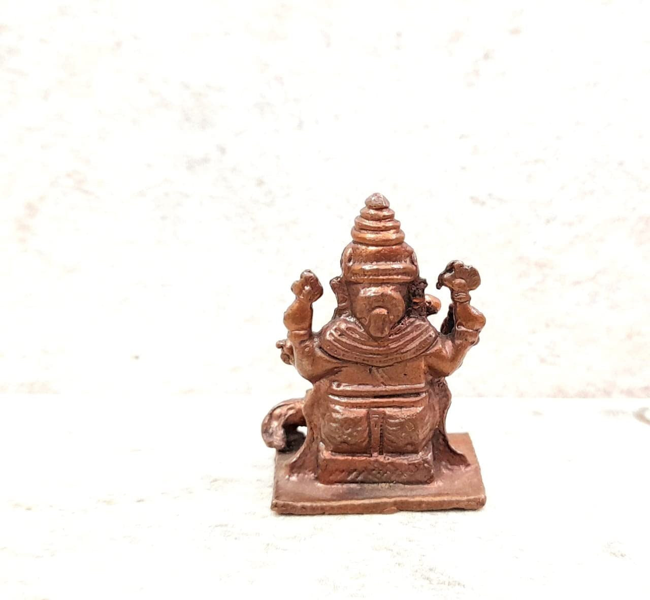 Brownish-Orange Copper Idols, 3.8 Cm, Handmade Little Ganesh 40Grams, Patina Antique Finish, Pack Of 1 Piece