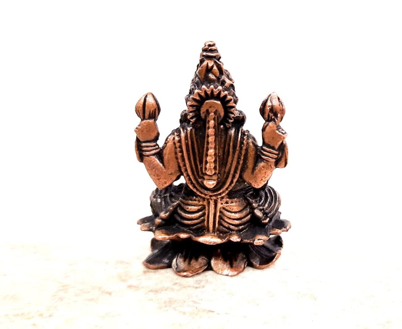 Brownish-Orange Copper Idols India, 1.8Inches, Handmade Lakshmi Idol, 65G, Patina Antique Finish, Pack Of 1 Piece
