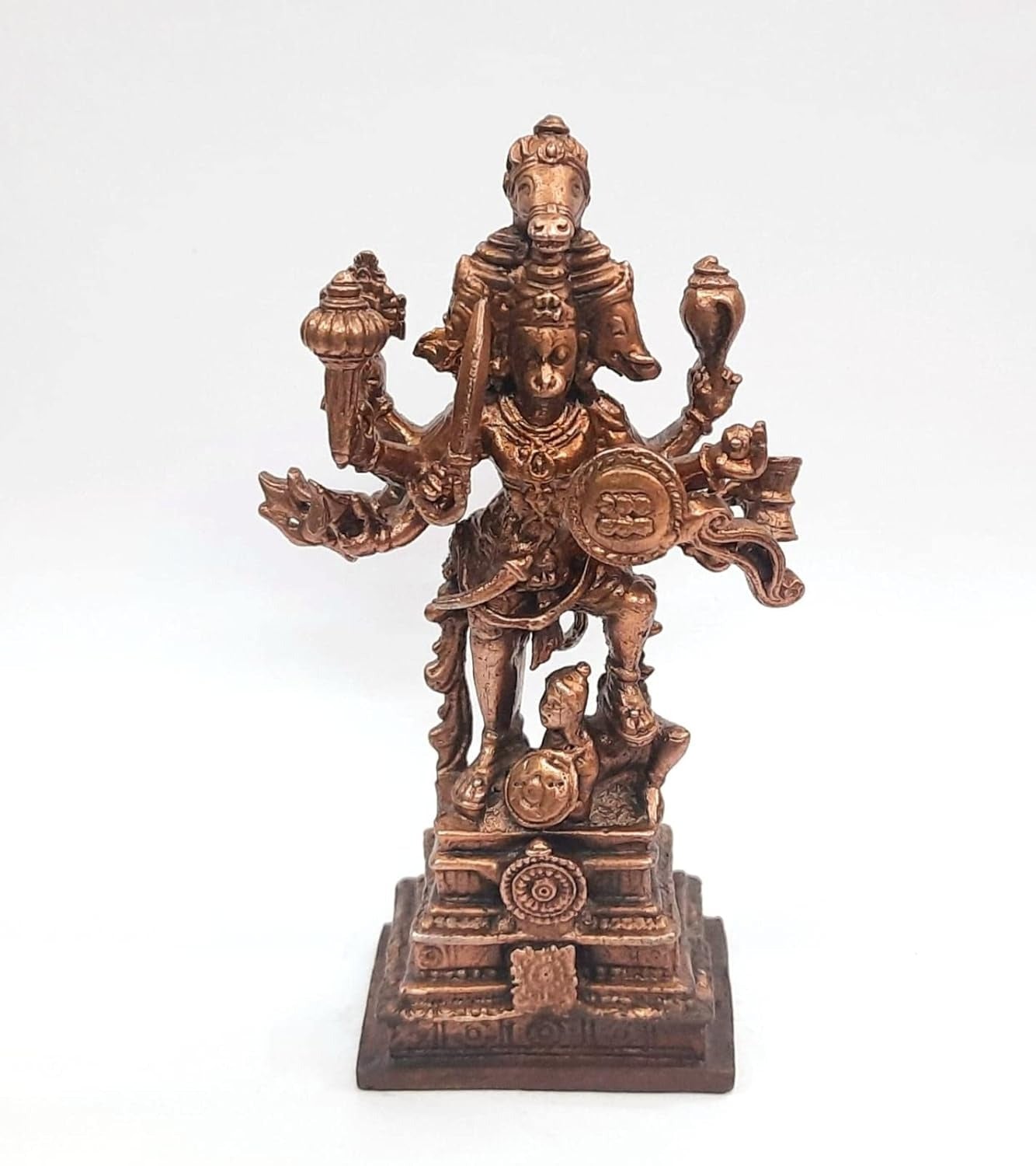 Sacred Copper Panchamukhi Hanuman Idol – 4.1 Inches, 296 Grams, Handmade Antique Patina Finish, Pack of 1 Piece