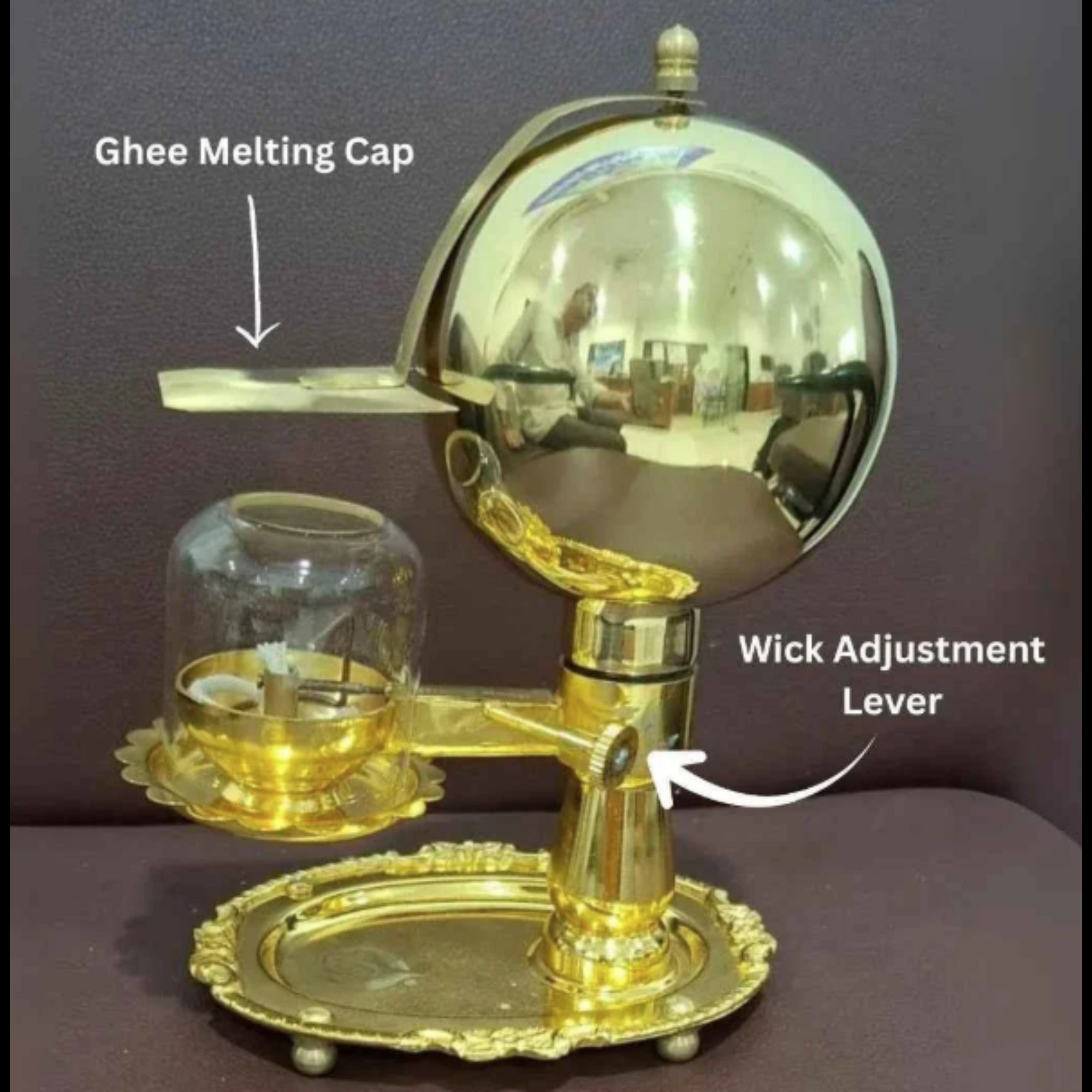 Ghee Akhand Diya With Wick  Lifting _500ml Full Brass