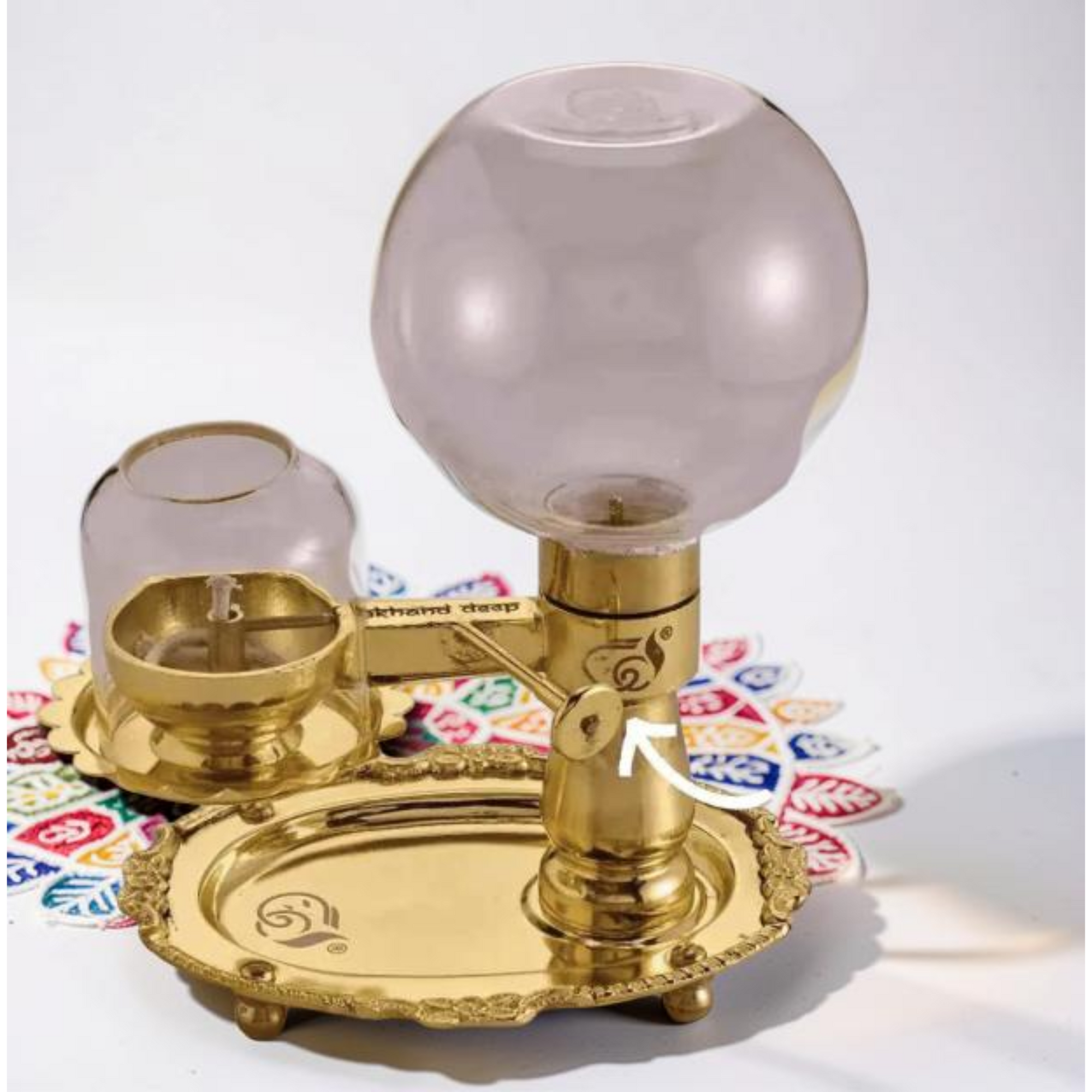 Big Akhand Diya -Oil-  with Adjustable Bati : 500 ml with Wick Lifting