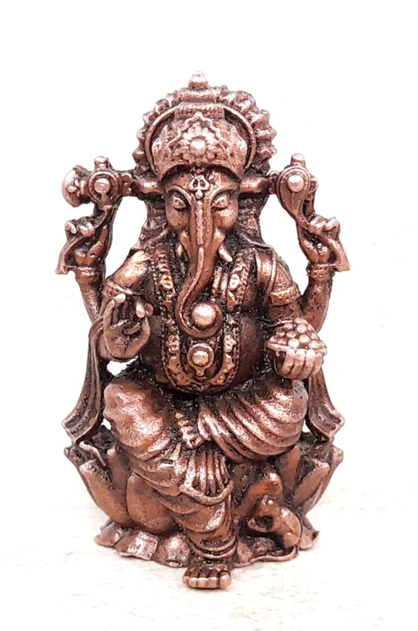 Brownish-Orange Copper Idolsby, 2 Inches, Handmade Ganesh, 115Grams, Patina Antique Finish, Pack Of 1 Piece