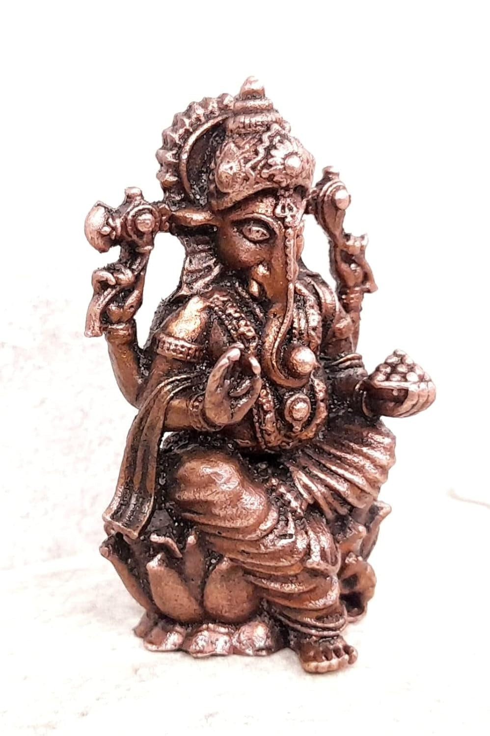 Brownish-Orange Copper Idolsby, 2 Inches, Handmade Ganesh, 115Grams, Patina Antique Finish, Pack Of 1 Piece