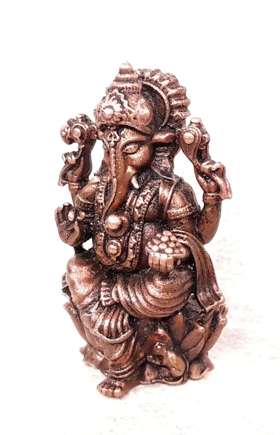 Brownish-Orange Copper Idolsby, 2 Inches, Handmade Ganesh, 115Grams, Patina Antique Finish, Pack Of 1 Piece