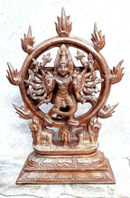 Sacred Copper Chakrathalwar (Sudarshana Chakra) Idol – 6.8 Inches, 1.3 Kg, Handmade Patina ieceAntique Finish, Pack of 1 P
