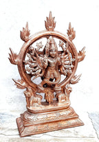 Sacred Copper Chakrathalwar (Sudarshana Chakra) Idol – 6.8 Inches, 1.3 Kg, Handmade Patina ieceAntique Finish, Pack of 1 P