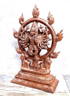Sacred Copper Chakrathalwar (Sudarshana Chakra) Idol – 6.8 Inches, 1.3 Kg, Handmade Patina ieceAntique Finish, Pack of 1 P