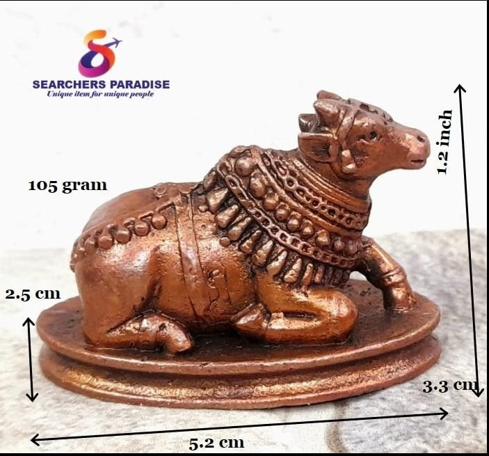 Brownish-Orange Copper Idols Indiaby Unikraf , 1.2 Inches, Handmade Nandhi Idol, 105G, Patina Antique Finish, Pack Of 1 Piece