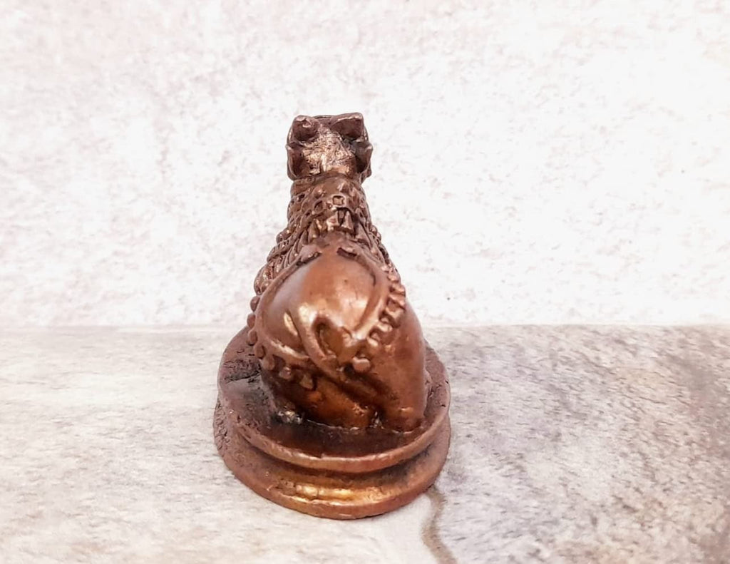 Brownish-Orange Copper Idols Indiaby Unikraf , 1.2 Inches, Handmade Nandhi Idol, 105G, Patina Antique Finish, Pack Of 1 Piece