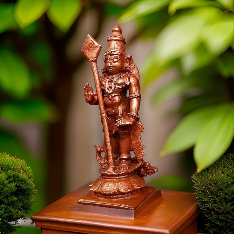 Brown Copper Idols Of God Murugar 11.5 Cm, 322 Gram, Patina Antique Finish, Pack Of 1 Piece