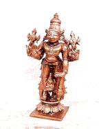 Brownish-Orange Copper Idols Of God Srinivasa Perumal With Lakshmi, 10Cm, 250 G, Patina Antique Finish, Pack Of 1 Piece