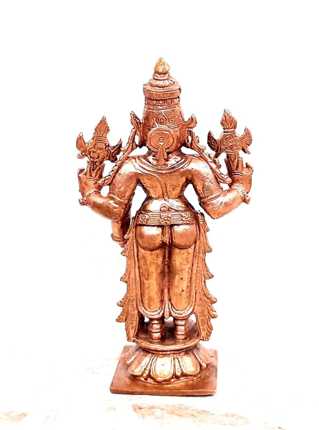 Brownish-Orange Copper Idols Of God Srinivasa Perumal With Lakshmi, 10Cm, 250 G, Patina Antique Finish, Pack Of 1 Piece