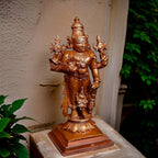 Brownish-Orange Copper Idols Of God Srinivasa Perumal With Lakshmi, 10Cm, 250 G, Patina Antique Finish, Pack Of 1 Piece