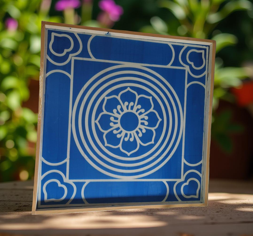 Unikraf Jumbo Ashtadalam Yantra Rangoli Stencil Wooden 30x30 Inches Pack of 1 piece