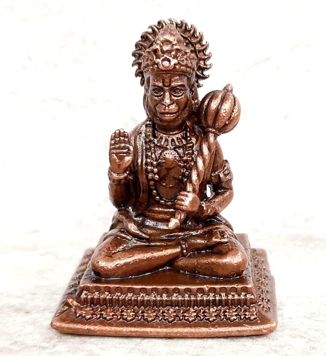 Brownish-Orange Copper Idols India, 1.6Inches, Handmade Hanuman, 56Grams, Patina Antique Finish, Pack Of 1 Piece