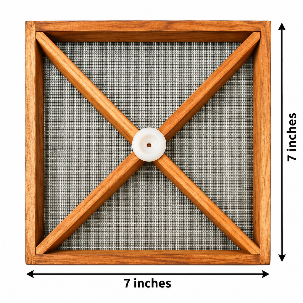Teak Wood Stainless Steel Net Kadumthudi Rangoli Stencil – 7 Inches