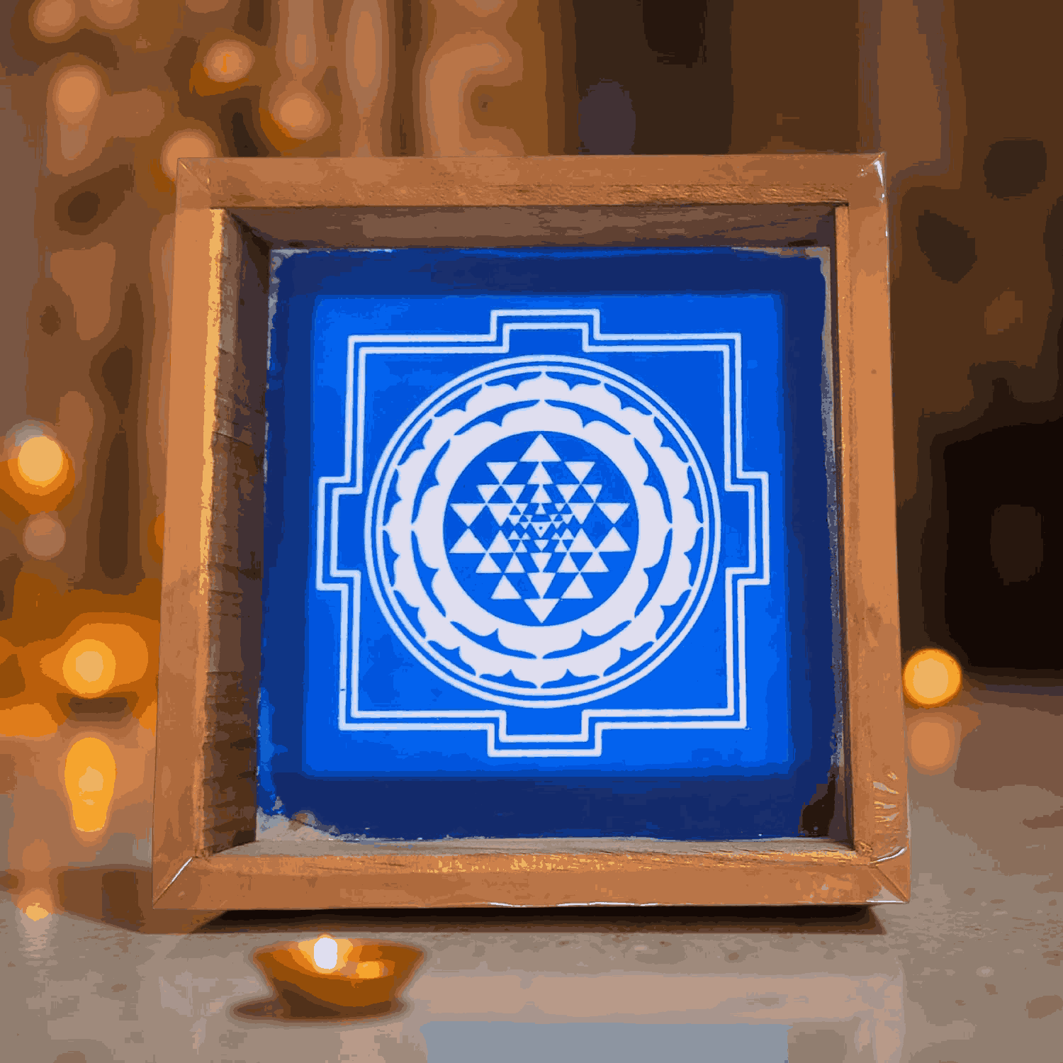 Unikraf Sri Yantra Rangoli Stencil Wooden 5*5 Inches Pack of 1 piece