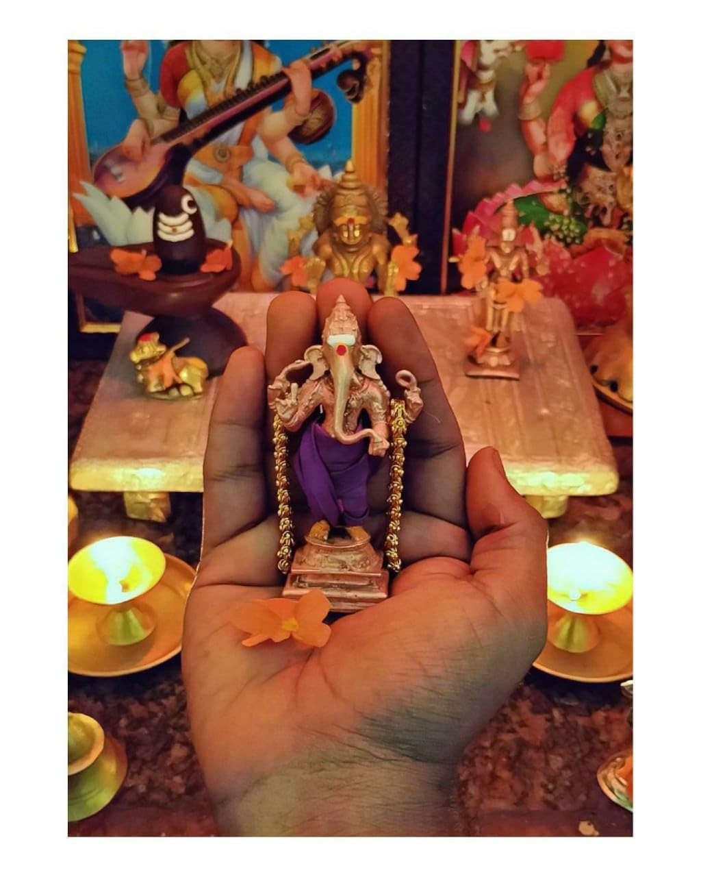 Brown Copper Idols India, 3.3 Inches, Handmade Standing Ganesh Idol 139Gram, Patina Antique Finish, Pack Of 1 Piece