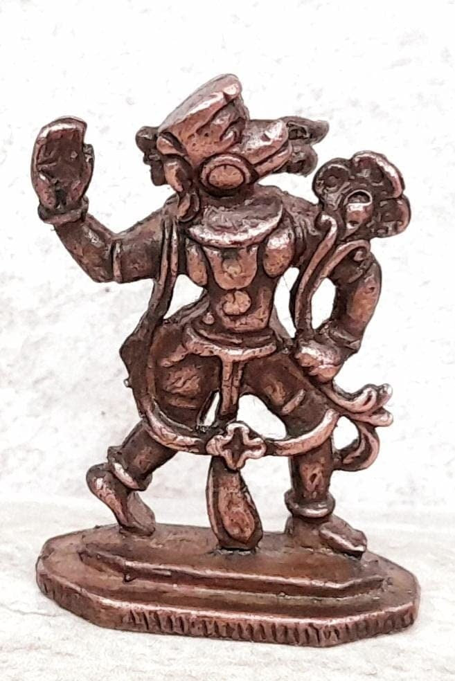 Brownish-Orange Copper Idols, 1.5 Inches, Handmade Jai Veera Hanuman, 28Grams, Patina Antique Finish, Pack Of 1 Piece