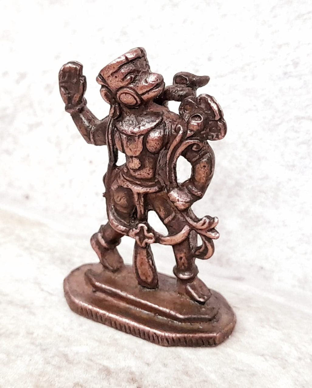 Brownish-Orange Copper Idols, 1.5 Inches, Handmade Jai Veera Hanuman, 28Grams, Patina Antique Finish, Pack Of 1 Piece