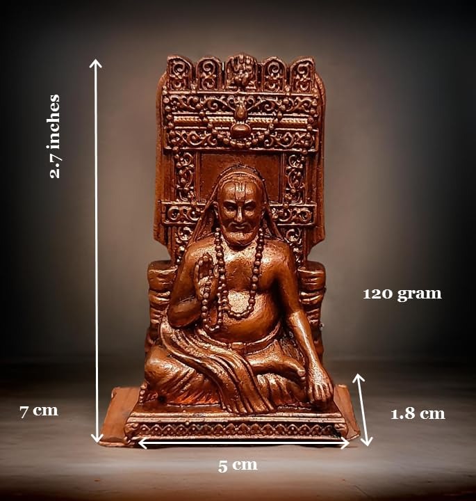 Brownish-Orange Handmade Sri Raghavendra Swamy, 2.7. Inches, 120G, Pack Of 1 Piece