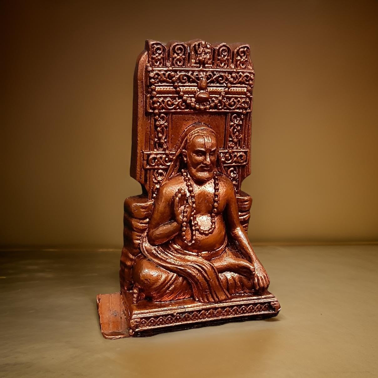 Brownish-Orange Handmade Sri Raghavendra Swamy, 2.7. Inches, 120G, Pack Of 1 Piece