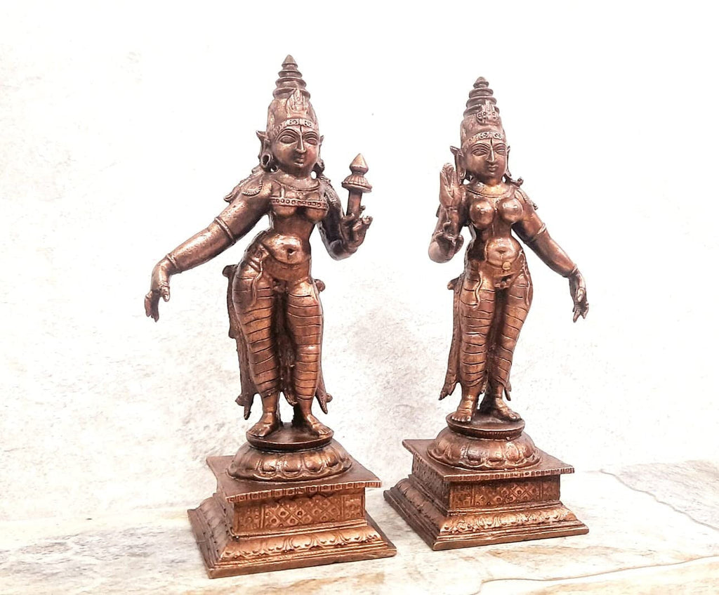Sacred Copper Goddess Idol – 13.5 cm, 795 Grams, Handmade Antique Patina Finish, Pack of 1 Piece