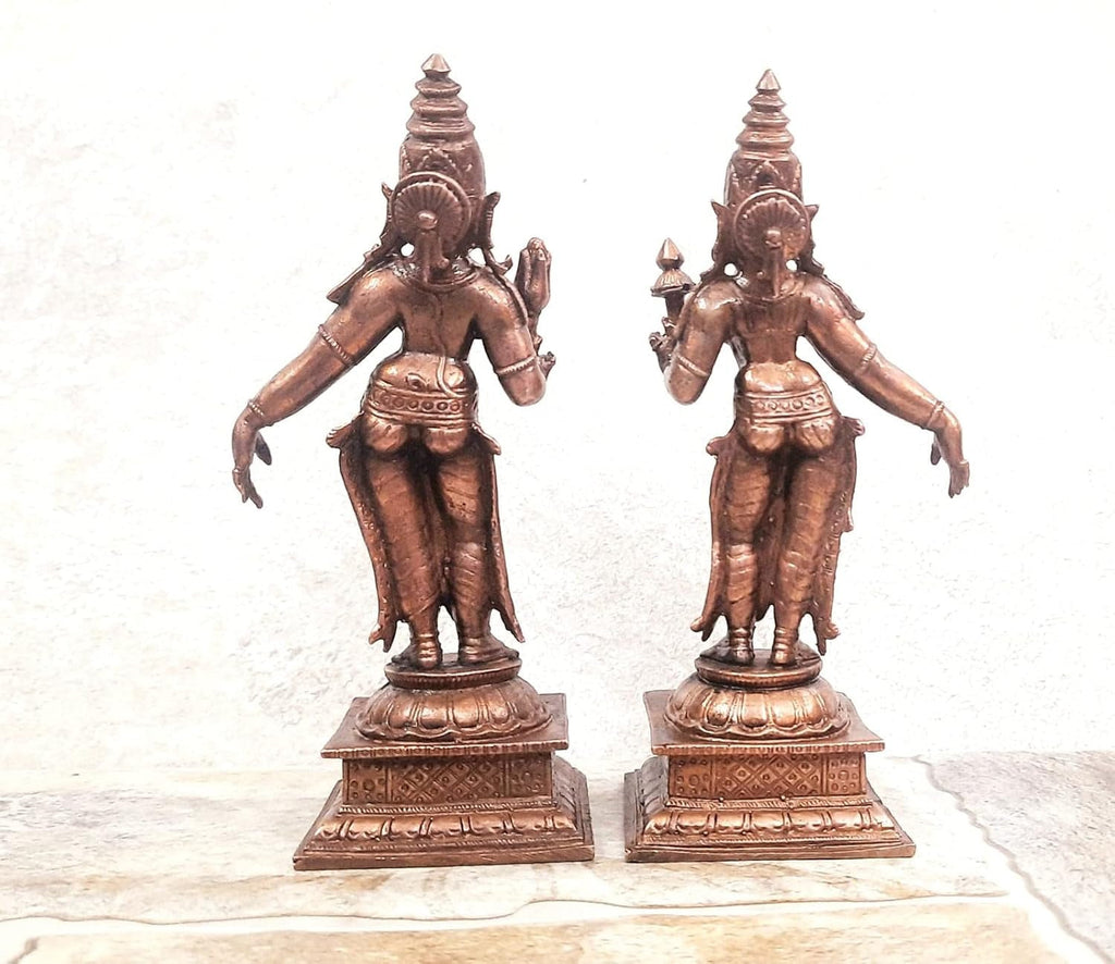Sacred Copper Goddess Idol – 13.5 cm, 795 Grams, Handmade Antique Patina Finish, Pack of 1 Piece