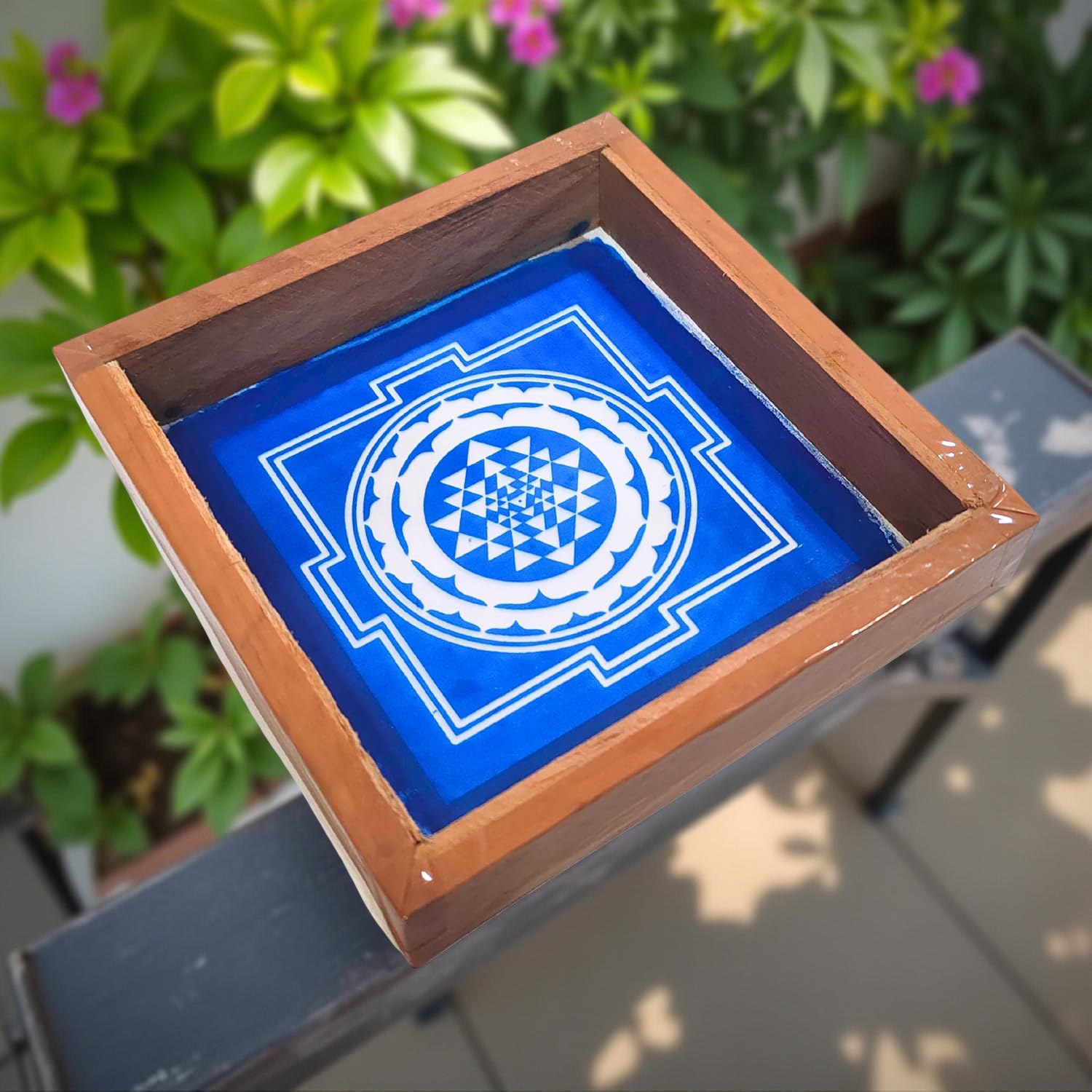 Unikraf Sri Yantra Rangoli Stencil Wooden 5*5 Inches Pack of 1 piece