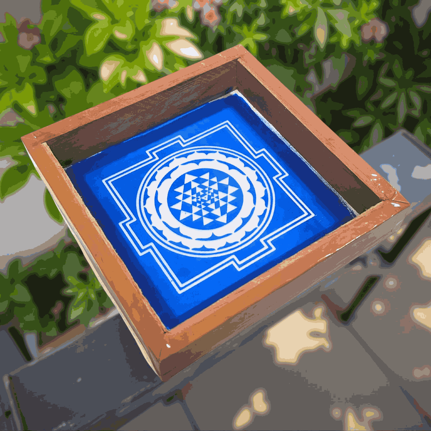 Unikraf Sri Yantra Rangoli Stencil Wooden 5*5 Inches Pack of 1 piece