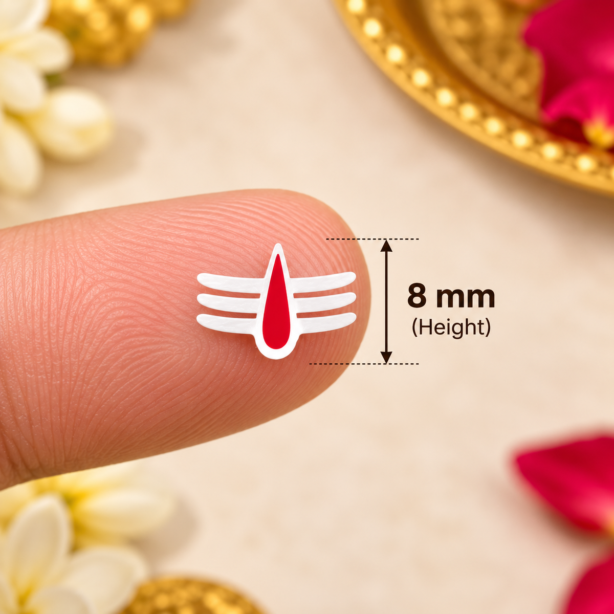 Premium Tripundra Tilak Bindi Set – White Vibhuti & Red Kumkum Design |Bindis Sticker 6