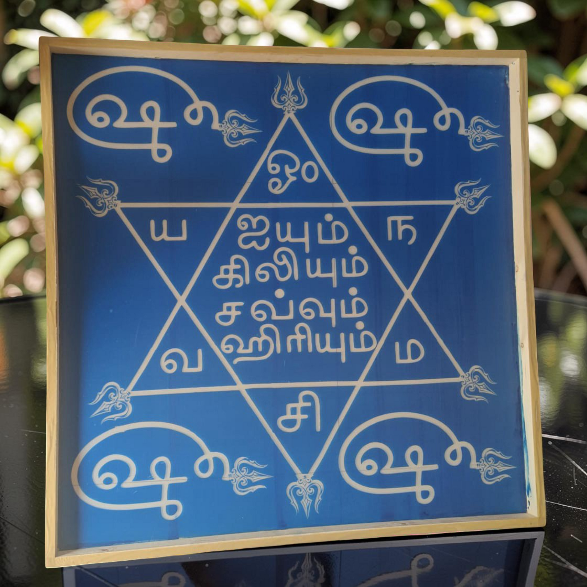 Om hleem Kreem Yantra Rangoli Design Stencil Wooden  Pack of 1 piece