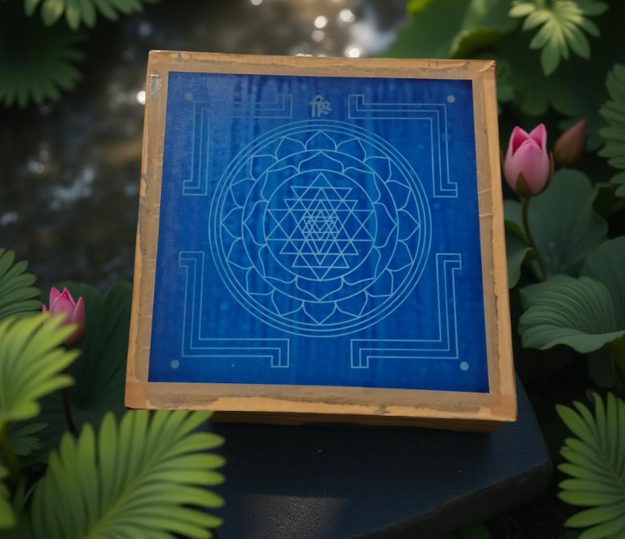 Unikraf Sri Chakra Yantra Model 3 Rangoli Stencil – 10×10 Inch Reusable Wooden Frame Kolam Template for Pooja, Entrance & Festival Decoration | Pack of 1