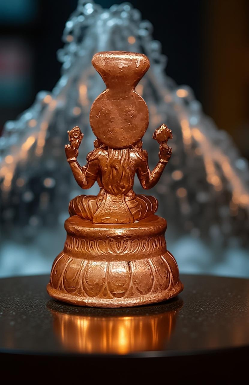 Sacred Copper Goddess Muthumariyamman Idol – 3.7 Inches, 380 Grams, Handmade Antique Finish, Pack of 1 Piece