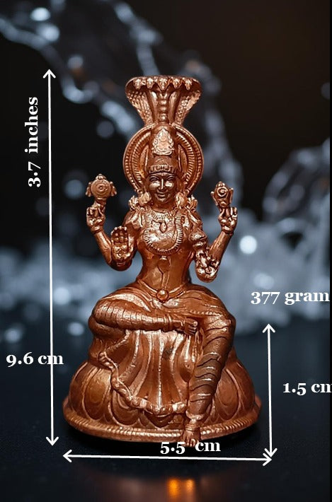 Sacred Copper Goddess Muthumariyamman Idol – 3.7 Inches, 380 Grams, Handmade Antique Finish, Pack of 1 Piece